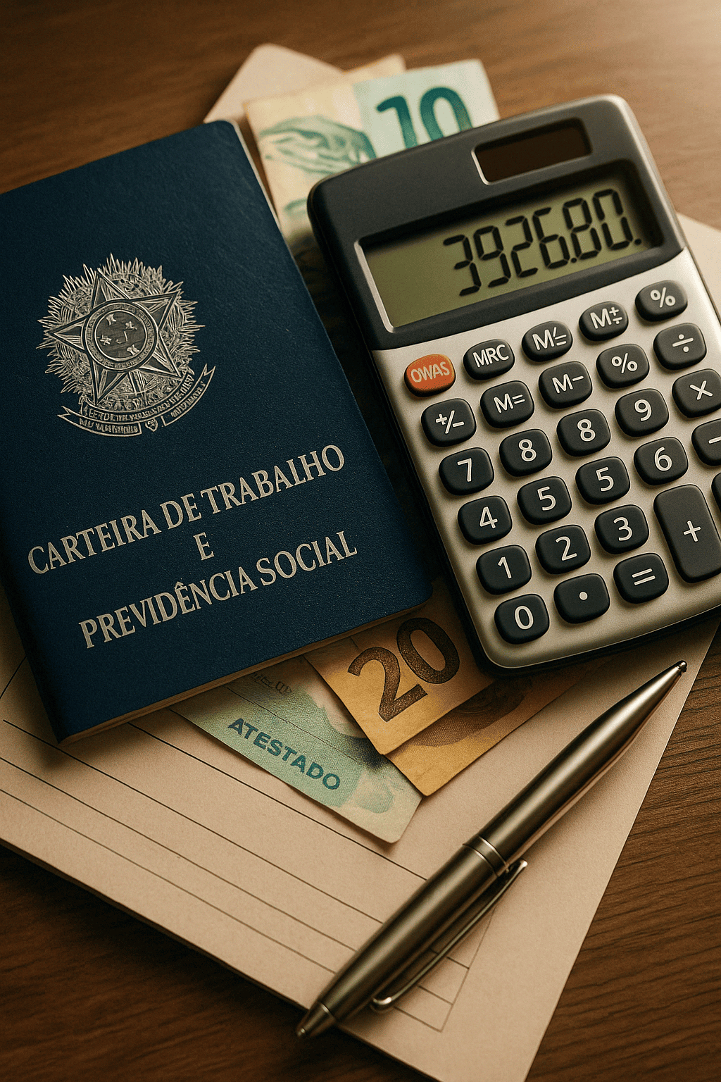 a calculator and a book on a table